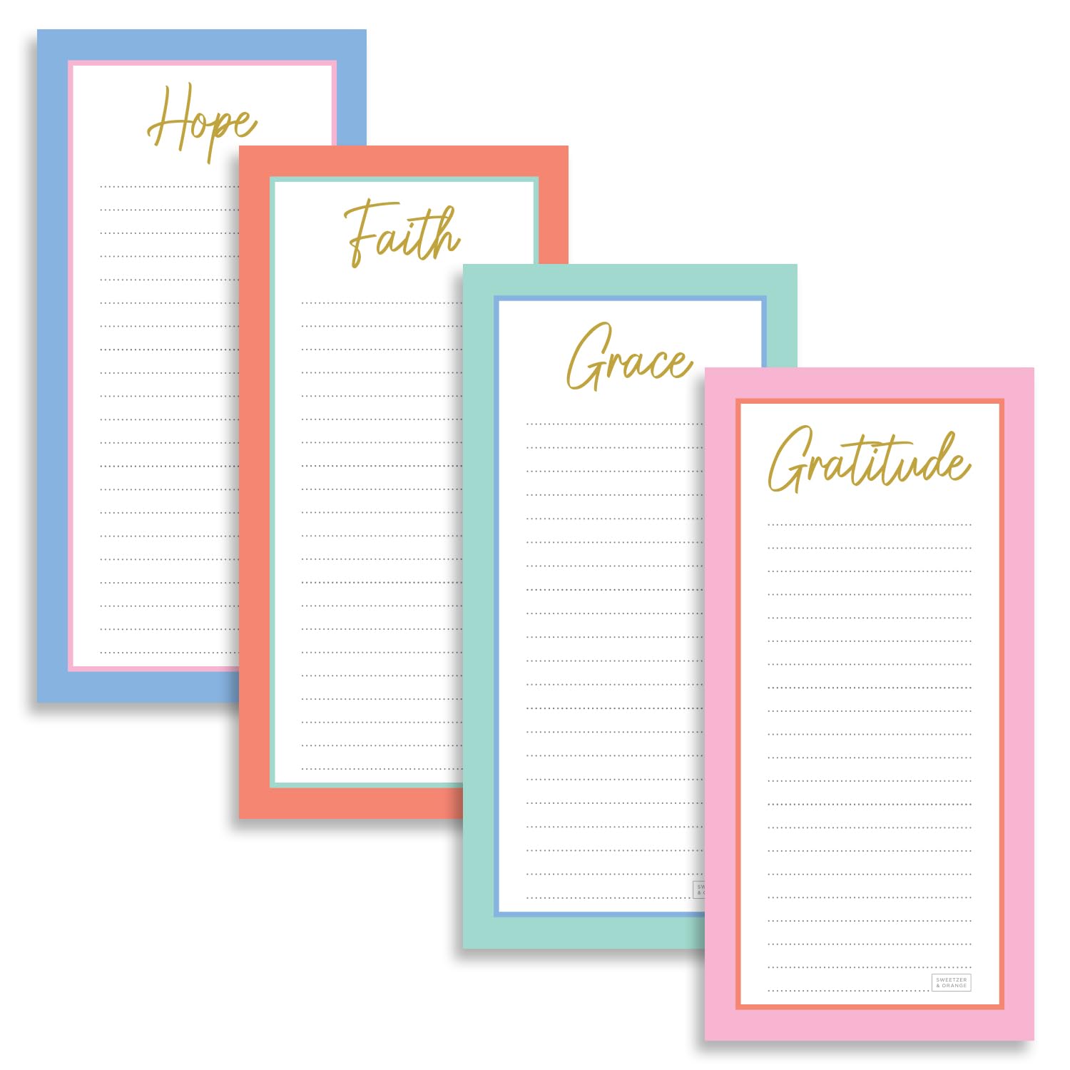 SWEETZER & ORANGE S&O Magnetic Notepads for Refrigerator 4 Pack - Magnetic Note Pad for Fridge Sets - Magnetic List Pads for Refrigerator - Magnet Notepads for Refrigerator - 3.5 x 7, 45 Pages