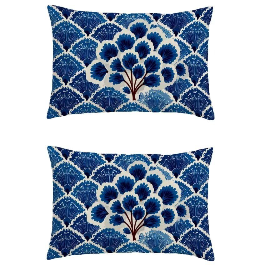 Coussin exterieur impermeable 60x90 bleu marine lot de 2 anti-taches pour jardin