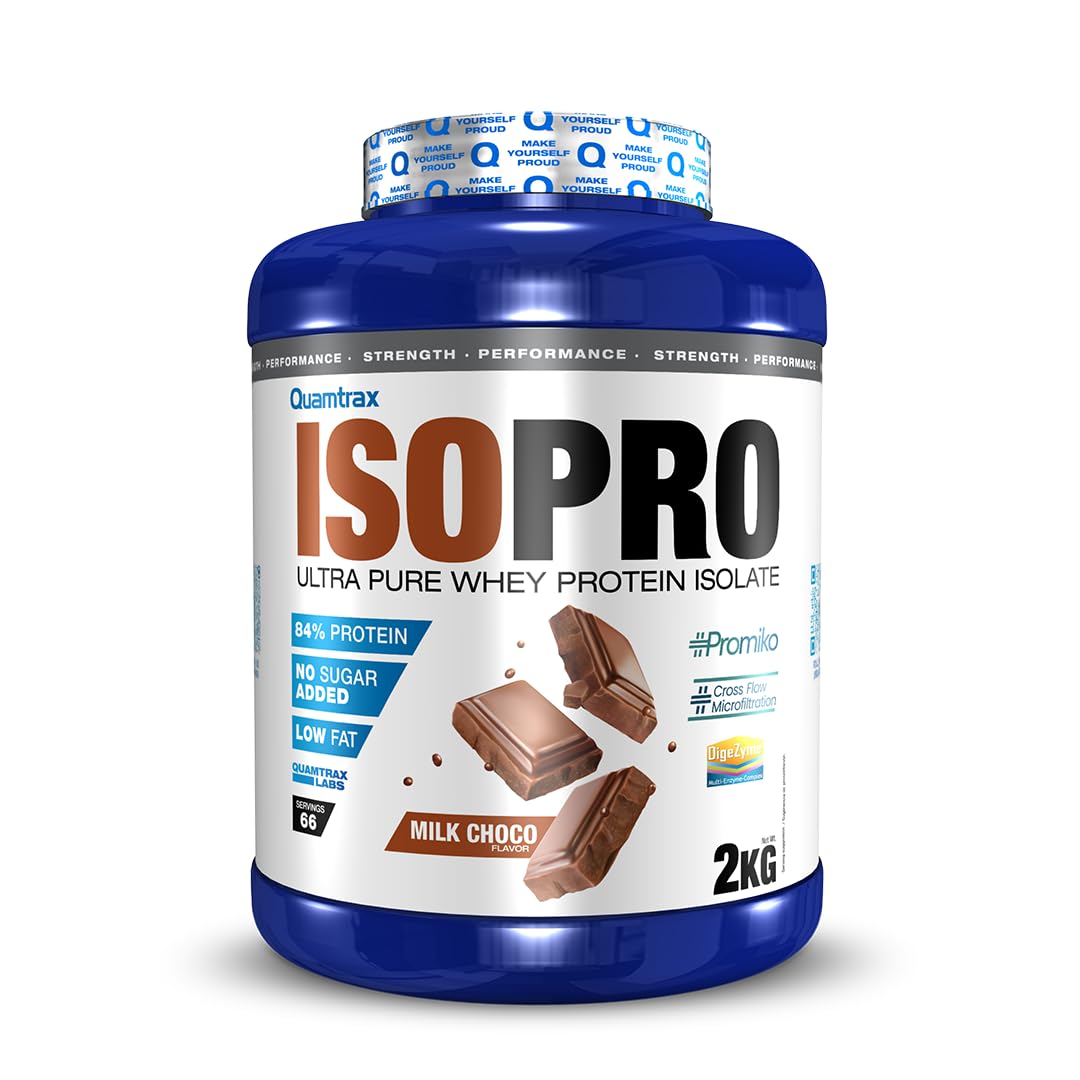 Quamtrax Nutrition - Isopro CFM (Aislado de Proteínas de Suero de Leche) - 2 kg - Sabor Chocolate con Leche - Alto contenido proteico, rápida absorción y bajo en grasas