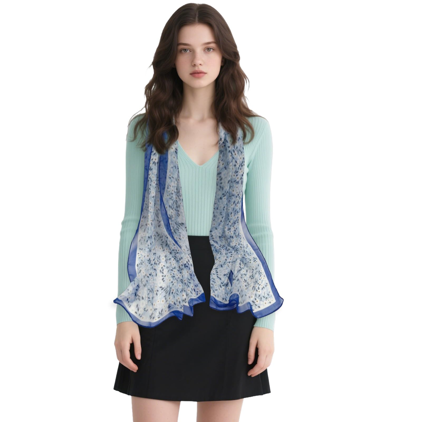 FAIRYGATE Chiffon Schal Seiden Tuch im Punkte Design Hochwertiger Schal für Damen Mädchen Halstuch weicher für Frühjahr Sommer Herbst Winter 20A48