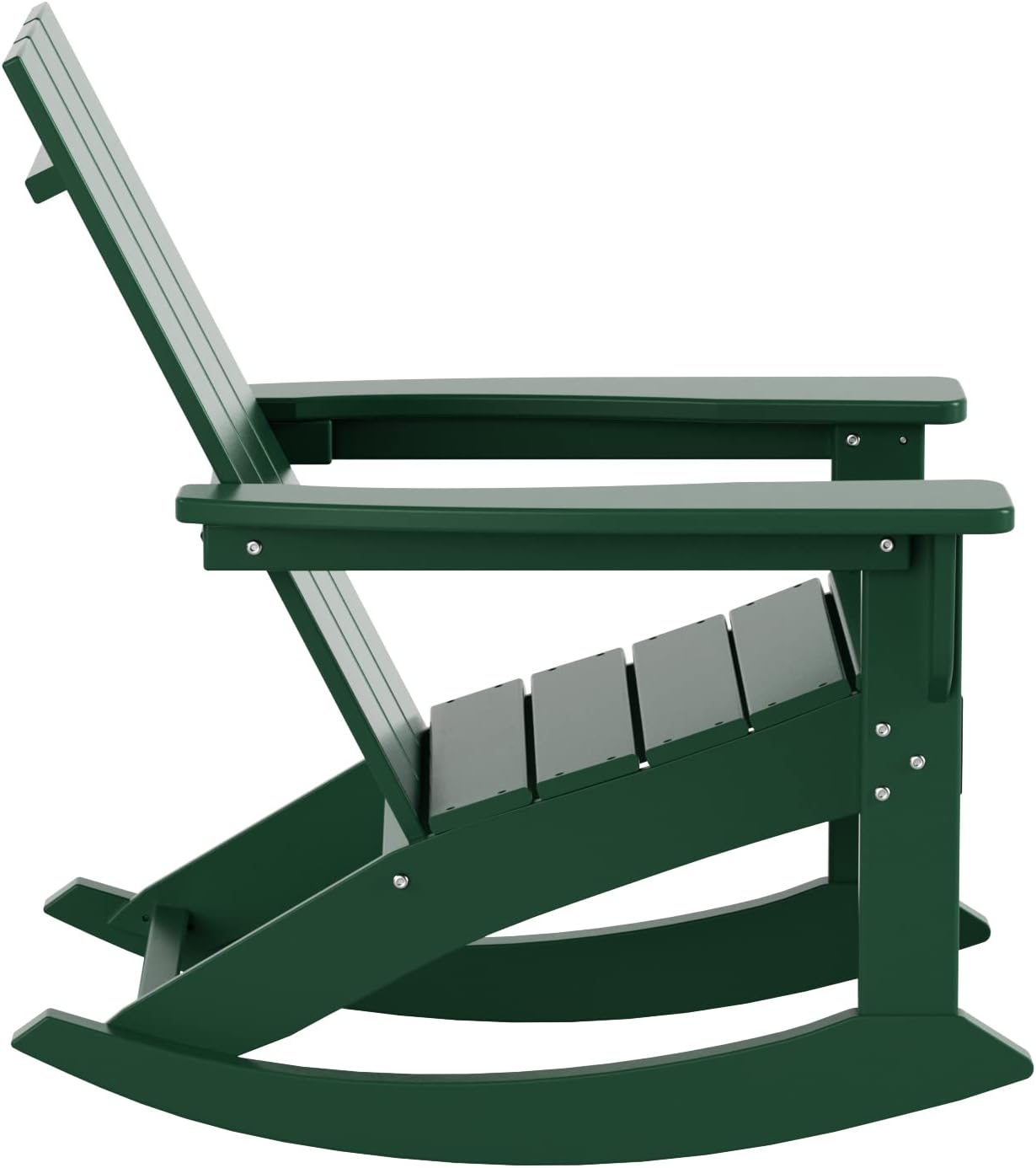 WO Home Furniture Patio Rocking Chair Modern 5 PCS HDPE Outdoor Rocking Furniture Set, Dark Green