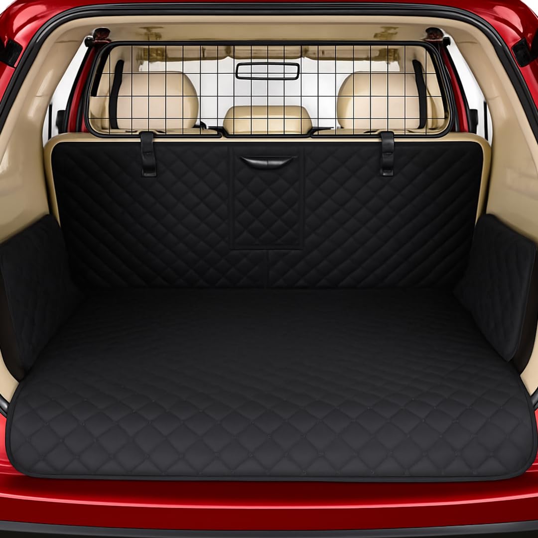 Set Auto pour Chien - Couverture de Coffre Imperméable & Antidérapante + Grille de Séparation Réglable - Universel, Robuste & Facile à Installer - Transport Sécurisé & Protection Complète