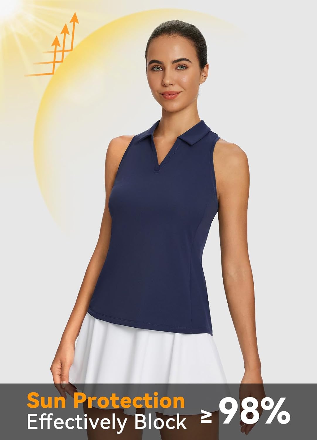 baleaf Golf Shirts for Woman Sleeveless Tennis Tank Tops V-Neck Racerback Polo Collar UPF