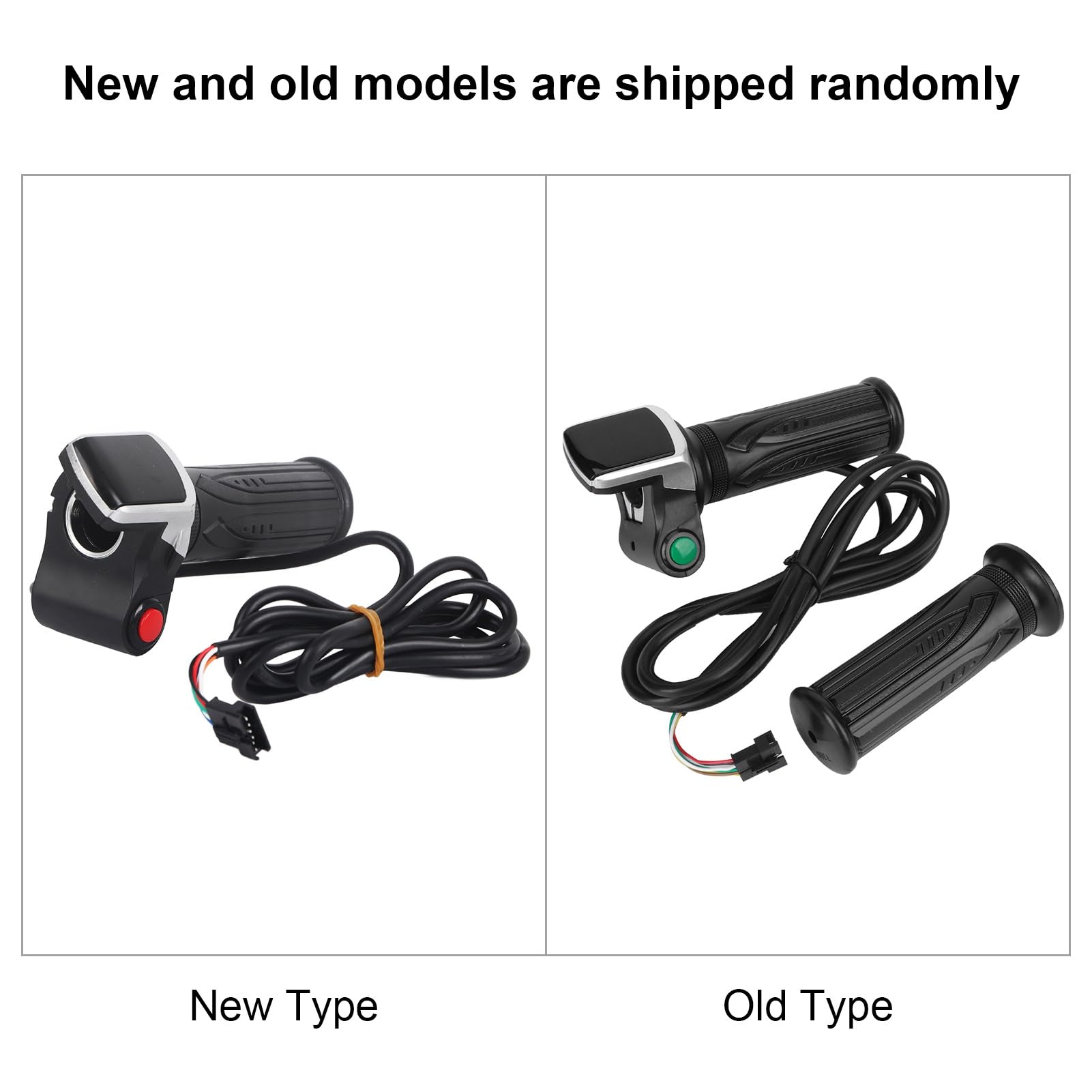 1 Paar 6-Kern Gasgriff für E-Bike und Elektroroller, 36V Drehgriff mit LCD-Anzeige, Akkuanzeige und Elektroschloss-Status, 1,5 m Kabel, Schwarz