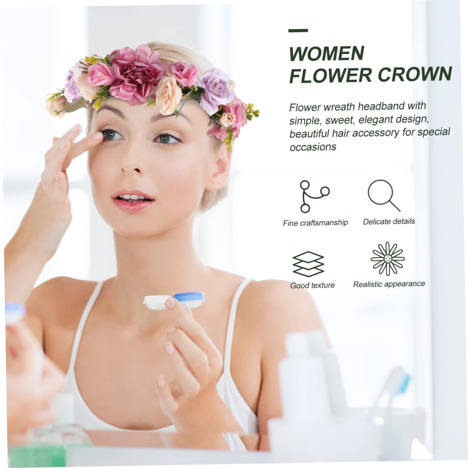 FRCOLOR 4 Stück Braut Blumenstirnband verstellbares Blumenstirnband hochzeit kopfschmuck wedding hair accessories brauthaatschmuck Kopfbedeckung mit Blumenkrone Hochzeitsblumen-Stirnband