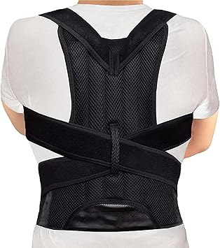 Posture Corrector for Women and Men, Adjustable Back Straightener Posture Corrector,Upper Lower Back Brace Support Belt for Men Women Body Neck Shoulder Trainer XS, Black