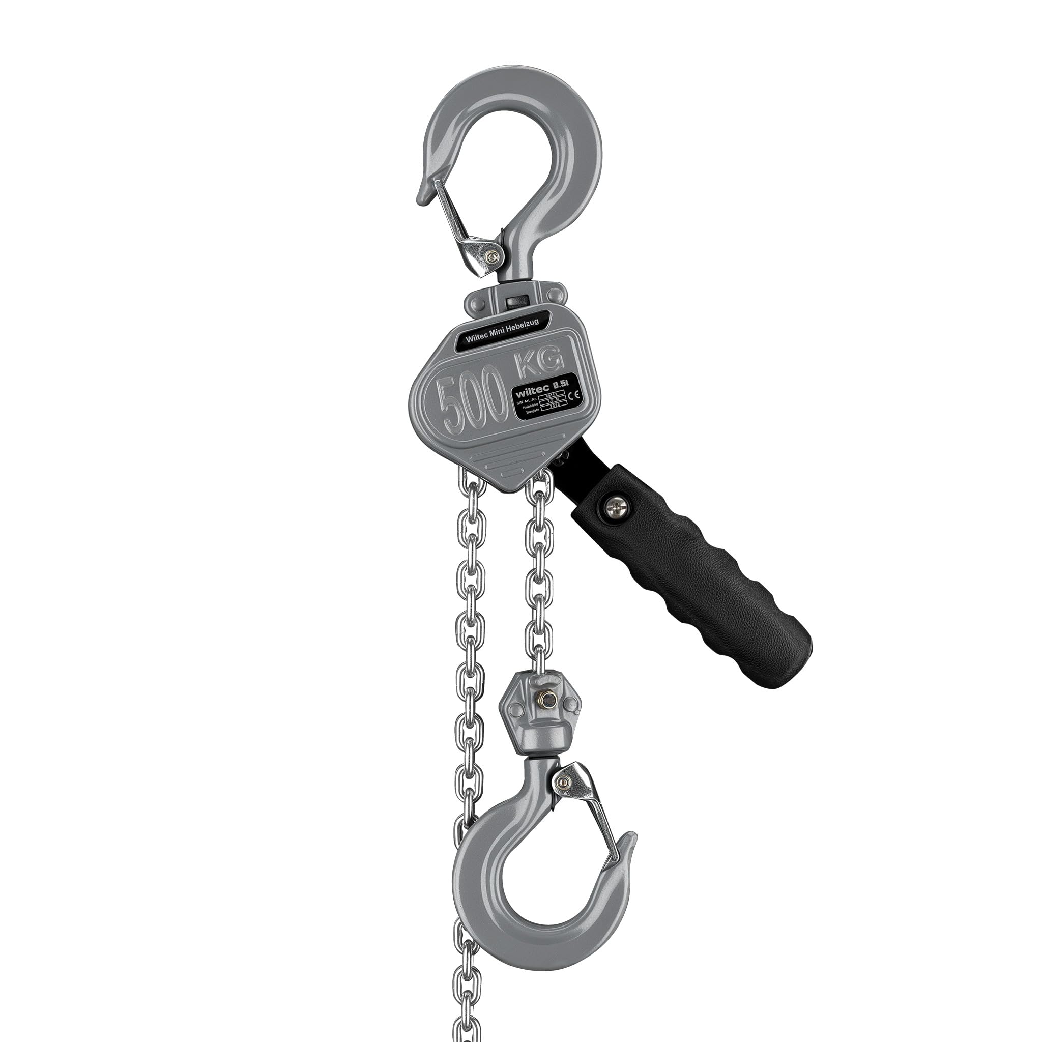 Wiltec Mini paranco a catena manuale VM0.5 fino a 500 kg, altezza di sollevamento di 1,5 m, in alluminio, per il sollevamento di carichi pesanti