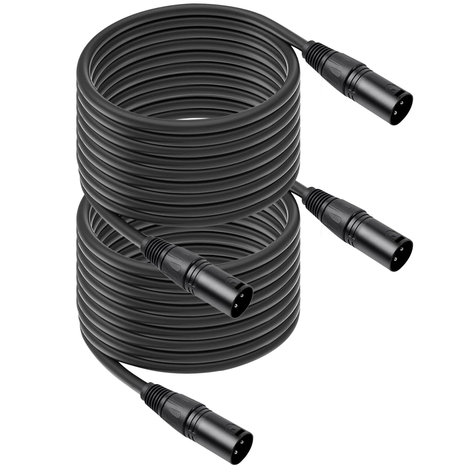 Paquete de 2 cables de micrófono XLR macho a macho, 33 pies, cable de audio equilibrado profesional con cobre libre de oxígeno, conectores chapados en oro, para estudio, escenario, sistemas