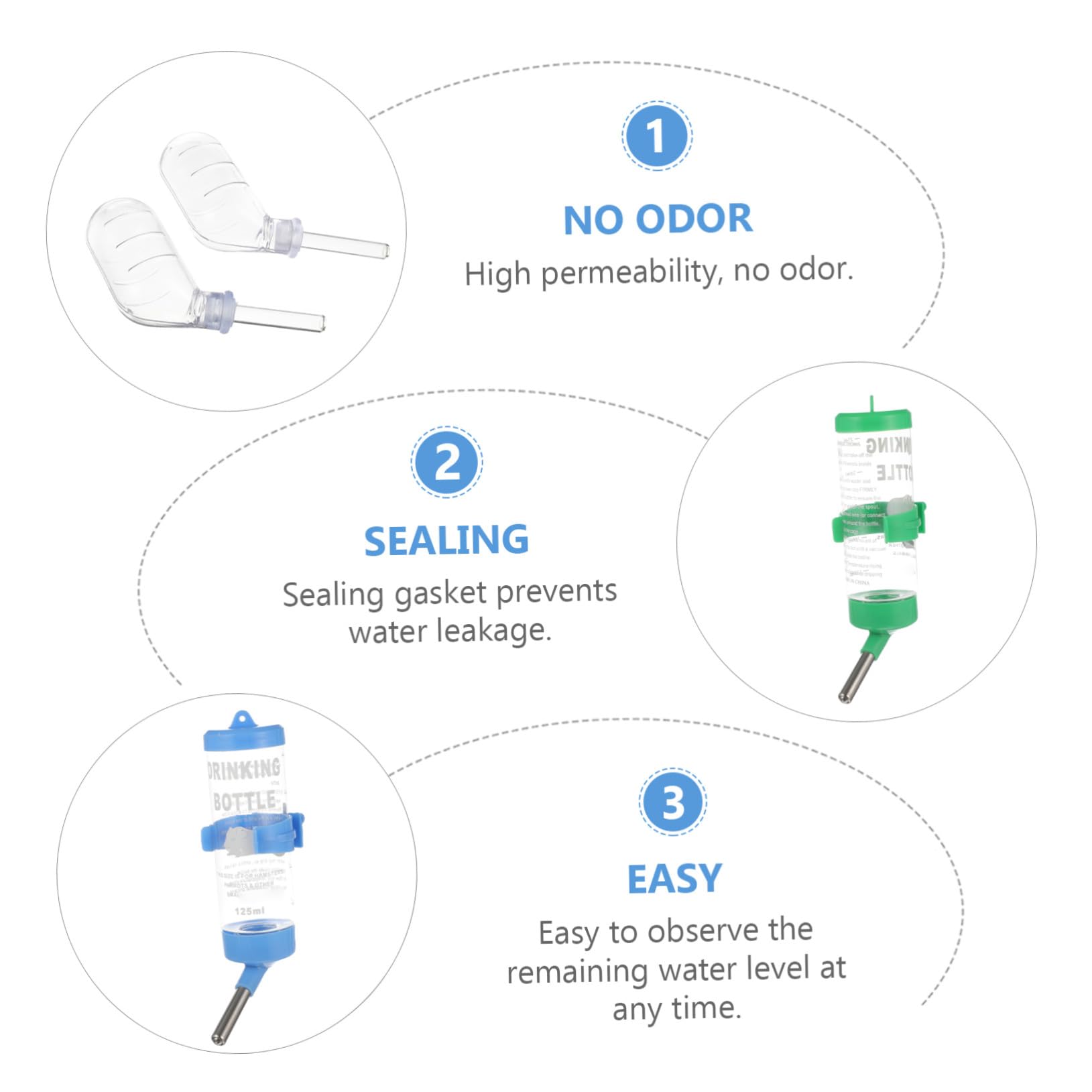 8piezas Bebedero para Mascotas Pequeñas Botella De Agua para Conejos Hámsters y Cobayas Diseño Fácil Instalación para Jaulas De Roedores