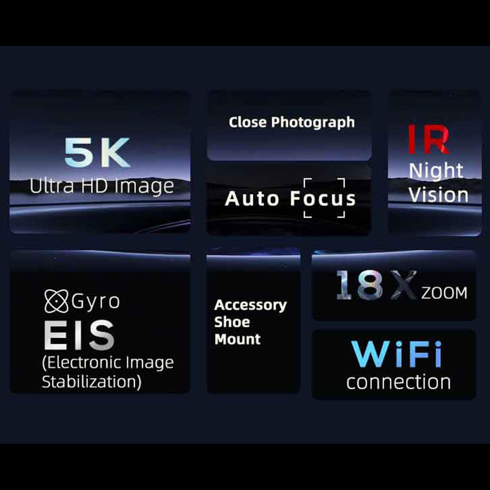 ORDRO HDR-AE20 5K Camcorder 56MP High Def Fotocamera Digitale Zoom 18X IR WiFi WDR Sensore CMOS 1/2.7" per Fotografia Fotocamera Vlogging