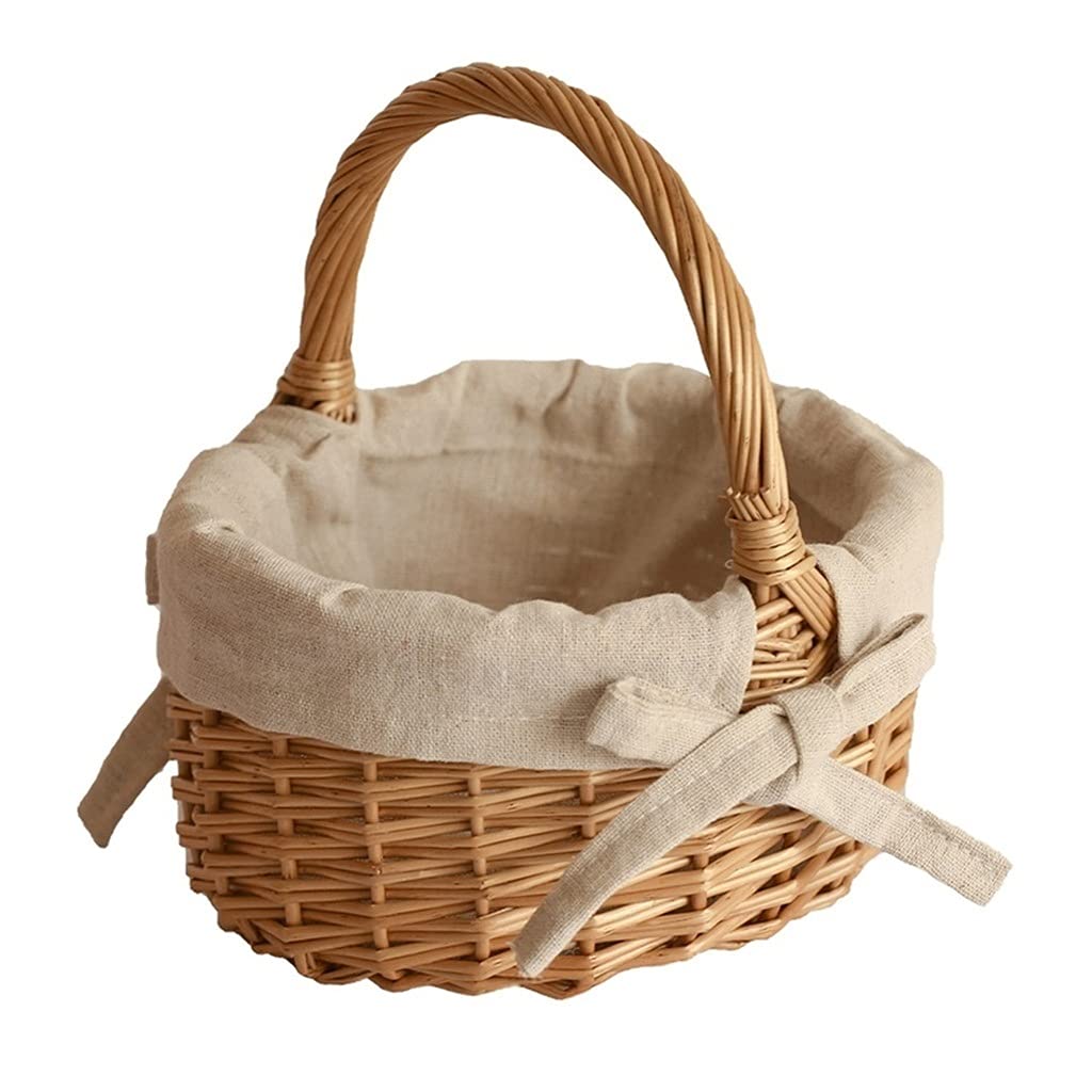 Storage Basket,Picnic Creative Wicker Bamboo Baskets Picking Rattan Shopping Hand Woven Hamper for Camping and Outdoor Party