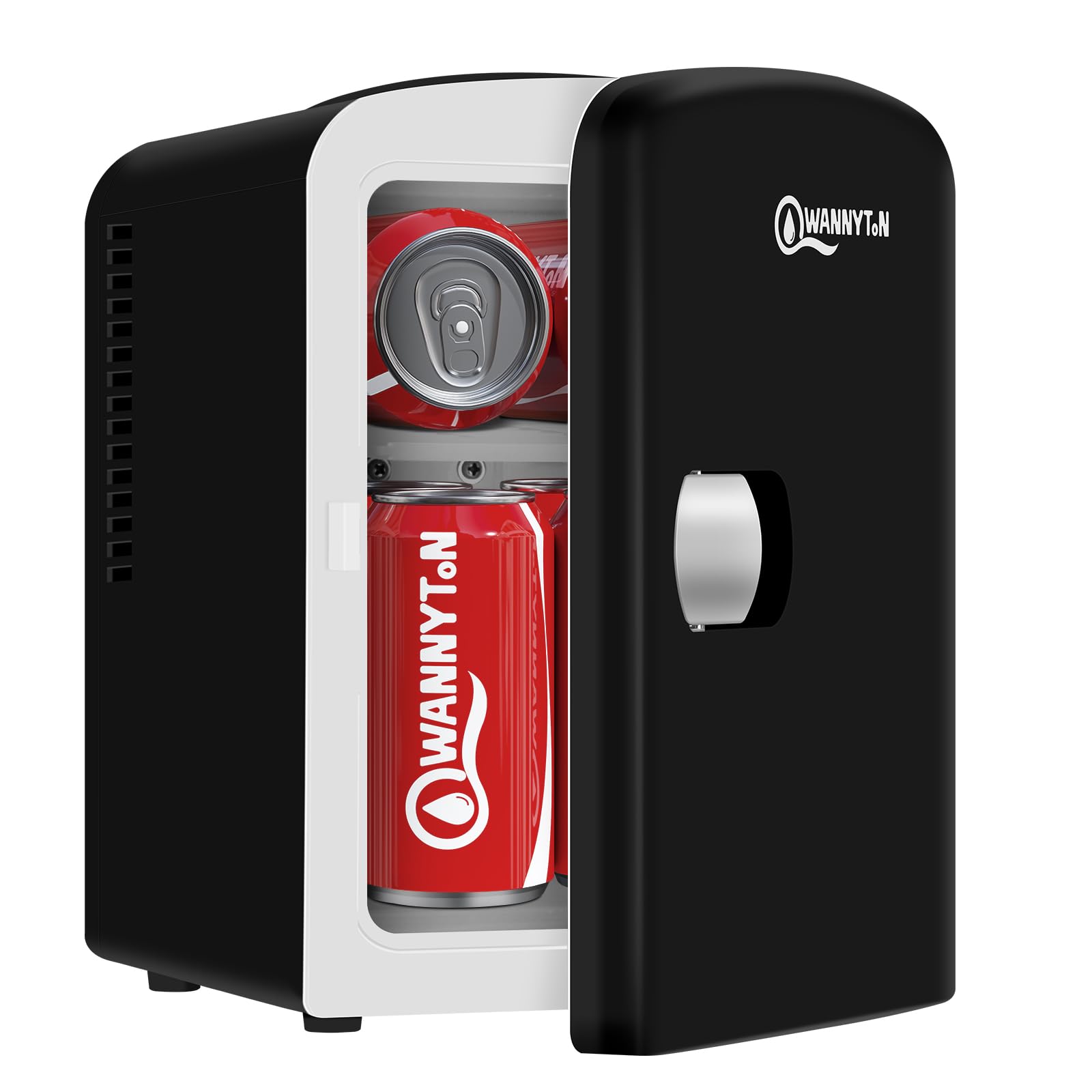 WANNYTON Mini Nevera 4L, Nevera Pequeña Portátil, Mini Nevera Portátil, Mini Frigorifico Función Enfriamiento/Calentamiento, con Cable CA 220V/ CC 12V para Coche, Oficina y Dormitorio (Negro)