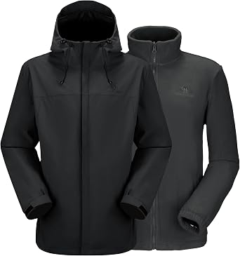 CAMEL CROWN Mens Ski Jacket 3 in 1 Waterproof Winter Jacket Snow Jacket Windproof Hooded with Inner Warm Fleece Coat