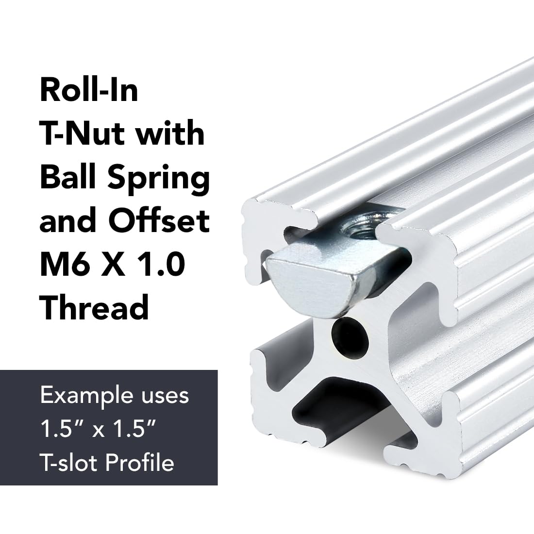 8020, 3914, 15 Series M6 Steel Roll in T-Nut with Ball Spring - T