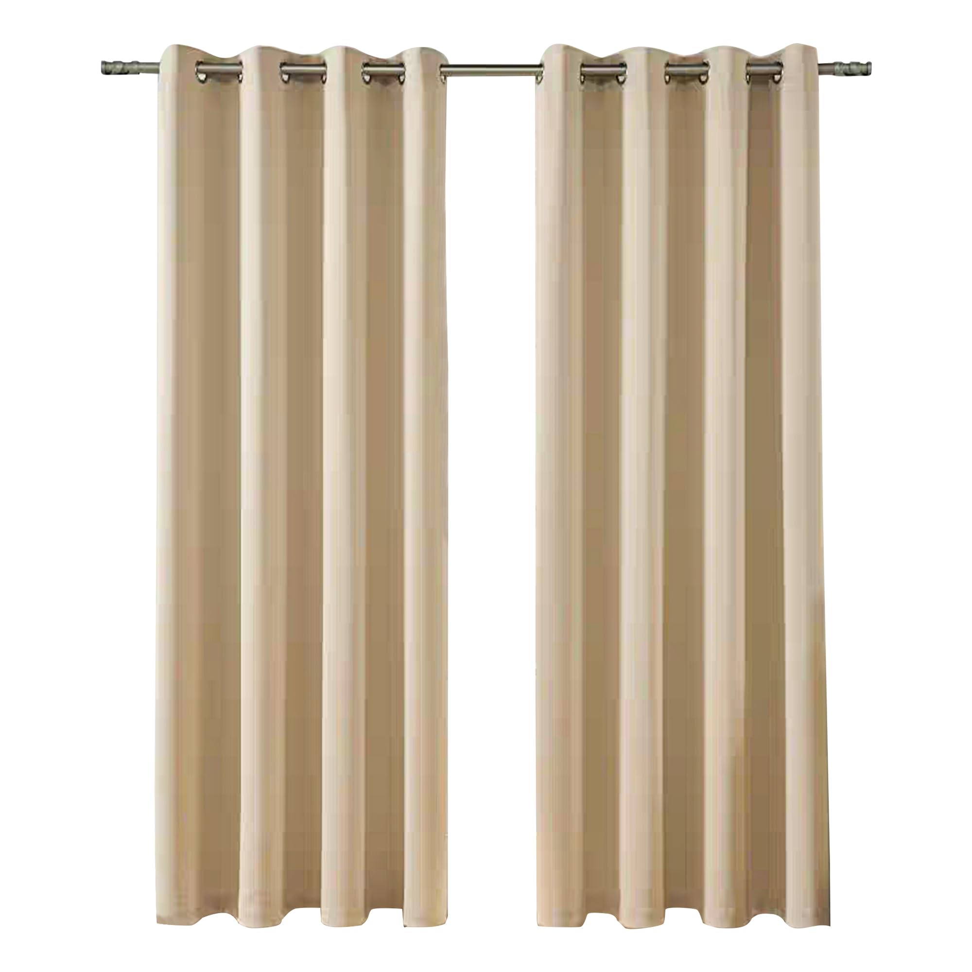 Lot de 2 rideaux opaques avec œillets - Rideaux occultants pour salon, chambre à coucher - Haute précision - Polyester - 100 x 200 cm (l x H) - Beige