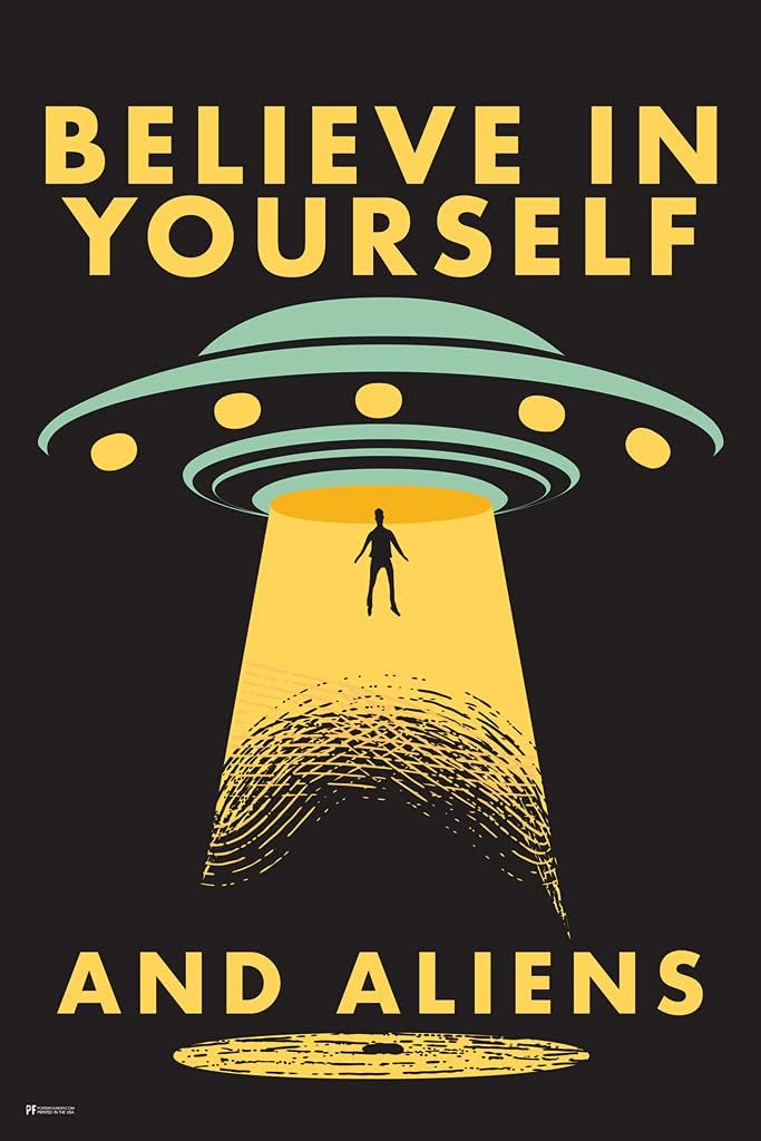 UFO Poster I Want To Believe Science Scifi Outer Space Fiction Alien Abduction Believe In Yourself Funny Room Decor Cool Wall Art Print Poster 16x24 image 3