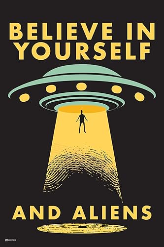 Miniatura 2 de Laminated Believe In Yourself and Aliens Funny UFO Abduction I Want To Believe Science Fiction SciFi Decoración de habitación Espacio Exterior,
