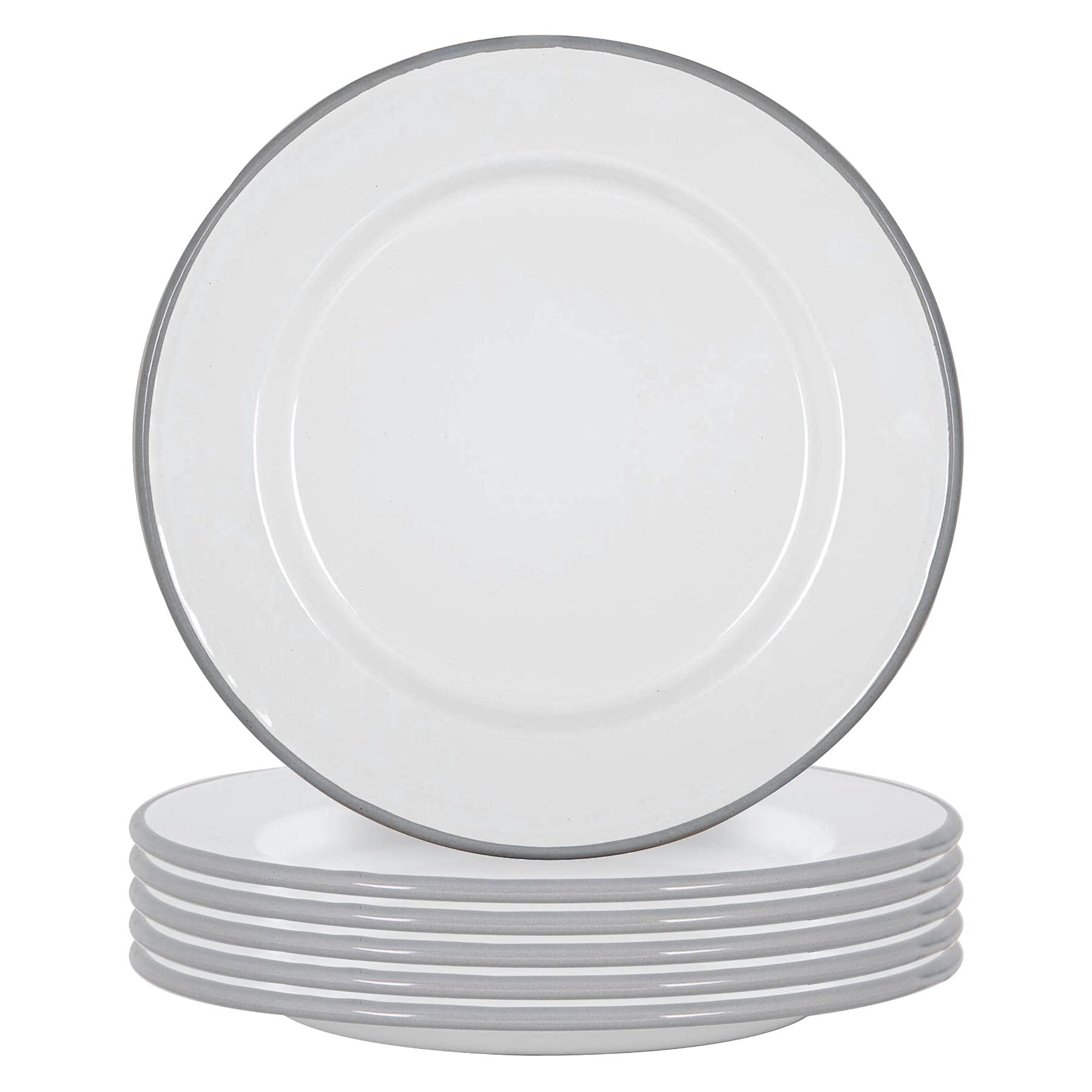 Argon Tableware Enamel Dinner Plates - 25.5cm - Pack of 6 - Grey Dining Plates Lightweight Camping Large Dinner Dish for Appetisers, Starters, Mains, Sides, Desserts โ image 1