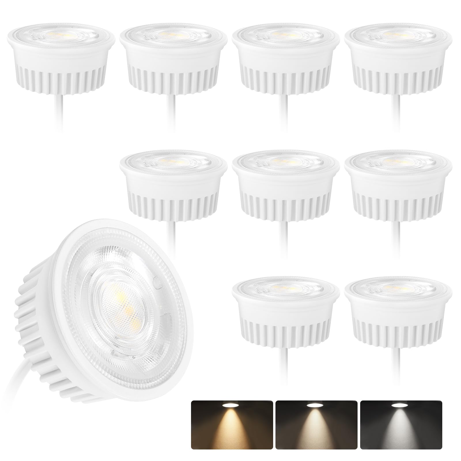 KYOTECH Lot de 10 module LED 4.9W ø50x23mm 3CCT Blanc chaud Blanc naturel Blanc froid Dimmable 38°Remplace Lampe GU10 MR16 pour luminaires encastrés Spots de plafond Spots encastrés Plafonniers