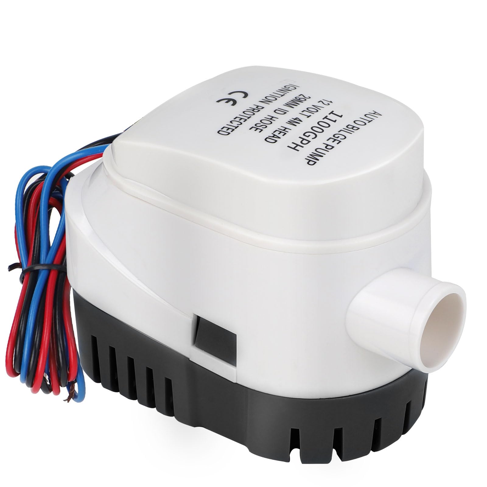 DBREAKS Pompe de Cale Automatique, 12V Pompe Automatique de Ponton pour Bateau, 1100GPH/ 70LPM Pompes de Cale avec Interrupteur à Flotteur, Pompe à Eau Liquide Automatique pour Bateaux Piscines(Noir)