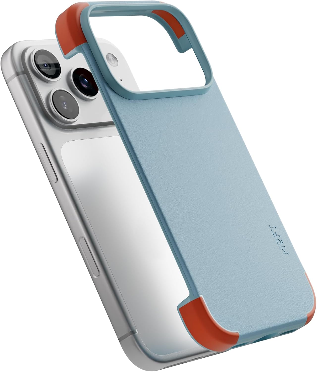 MOFT MOVAS Frame Case for iPhone 17 Pro, 0.75mm (0.03 in) Ultra-Thin, Soft-Touch Vegan Leather, TPU Corner Protection, MagSafe Compatible（Soothing Mist + Sunrise）