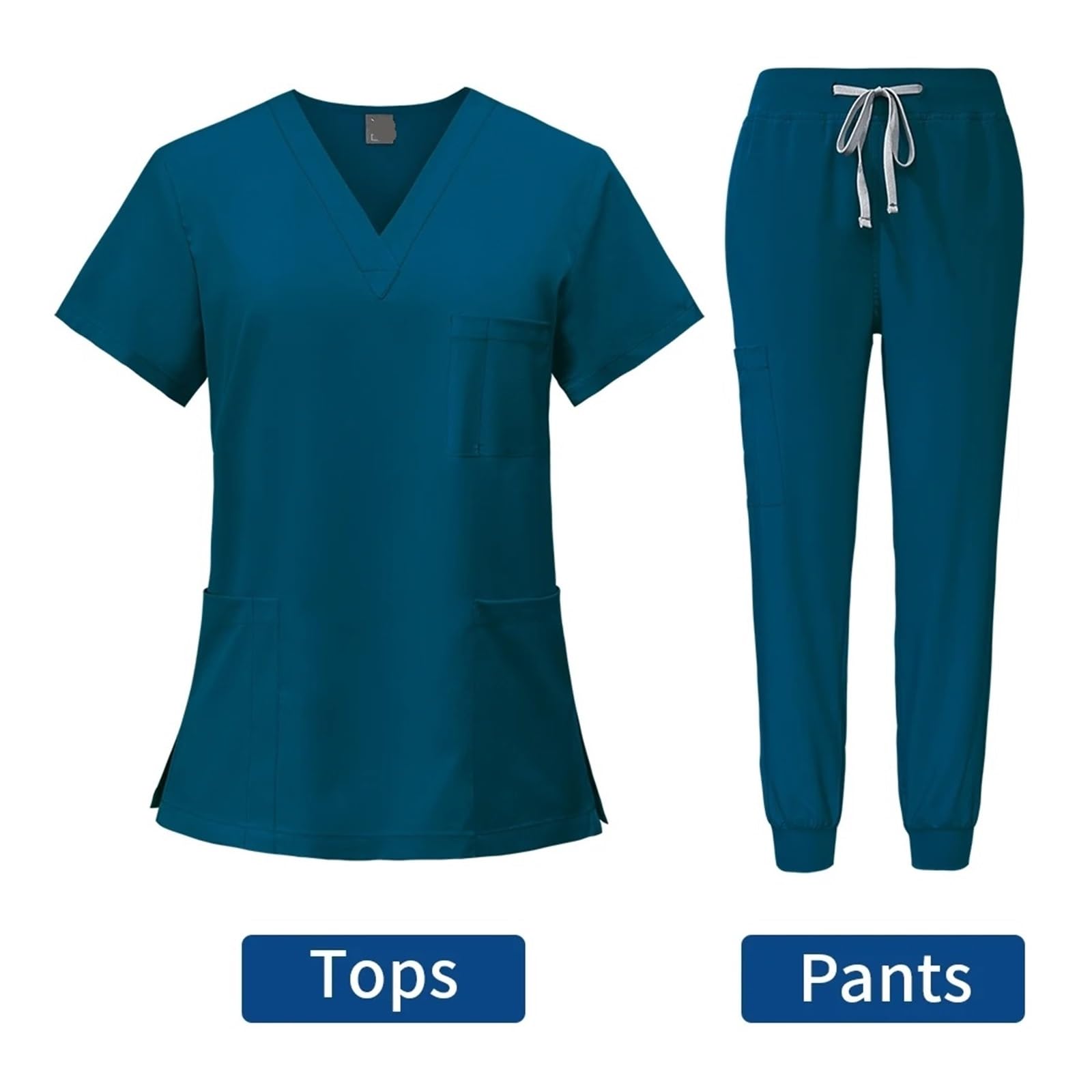 Uniforme Sanitario Mujer Uniformes quirúrgicos for Mujer, Conjuntos de enfermería, Top + pantalón, Uniformes médicos, Trajes salón Belleza clínico y Hospital(Blue,S)