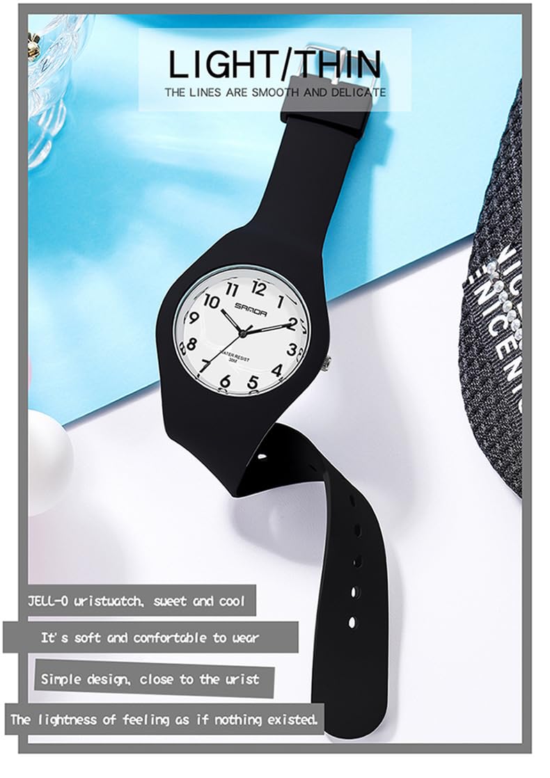 Forrader Orologio sportivo da donna con cinturino in silicone e quadrante grande, impermeabile, alla moda, casual, semplice, al quarzo, analogico, per donne e ragazze