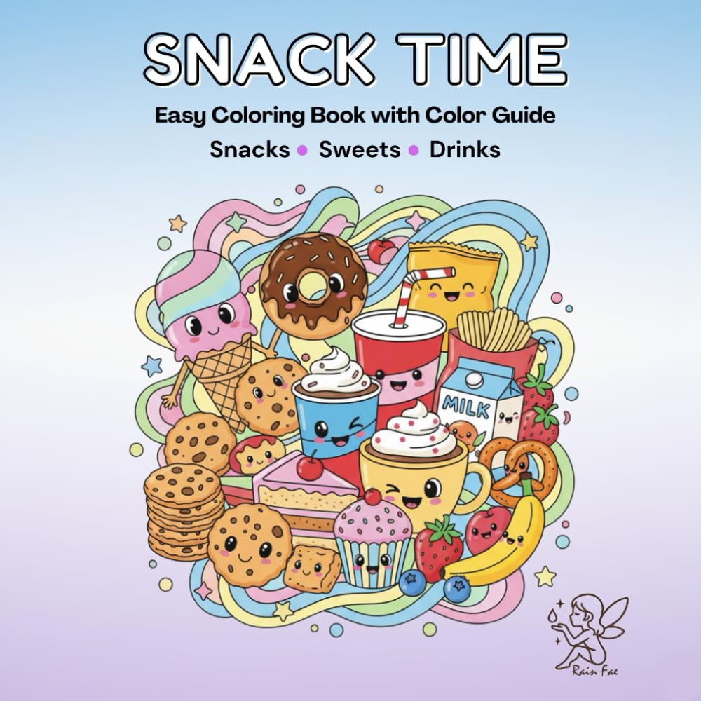 Snack Time: Easy Coloring Book with Color Guide
