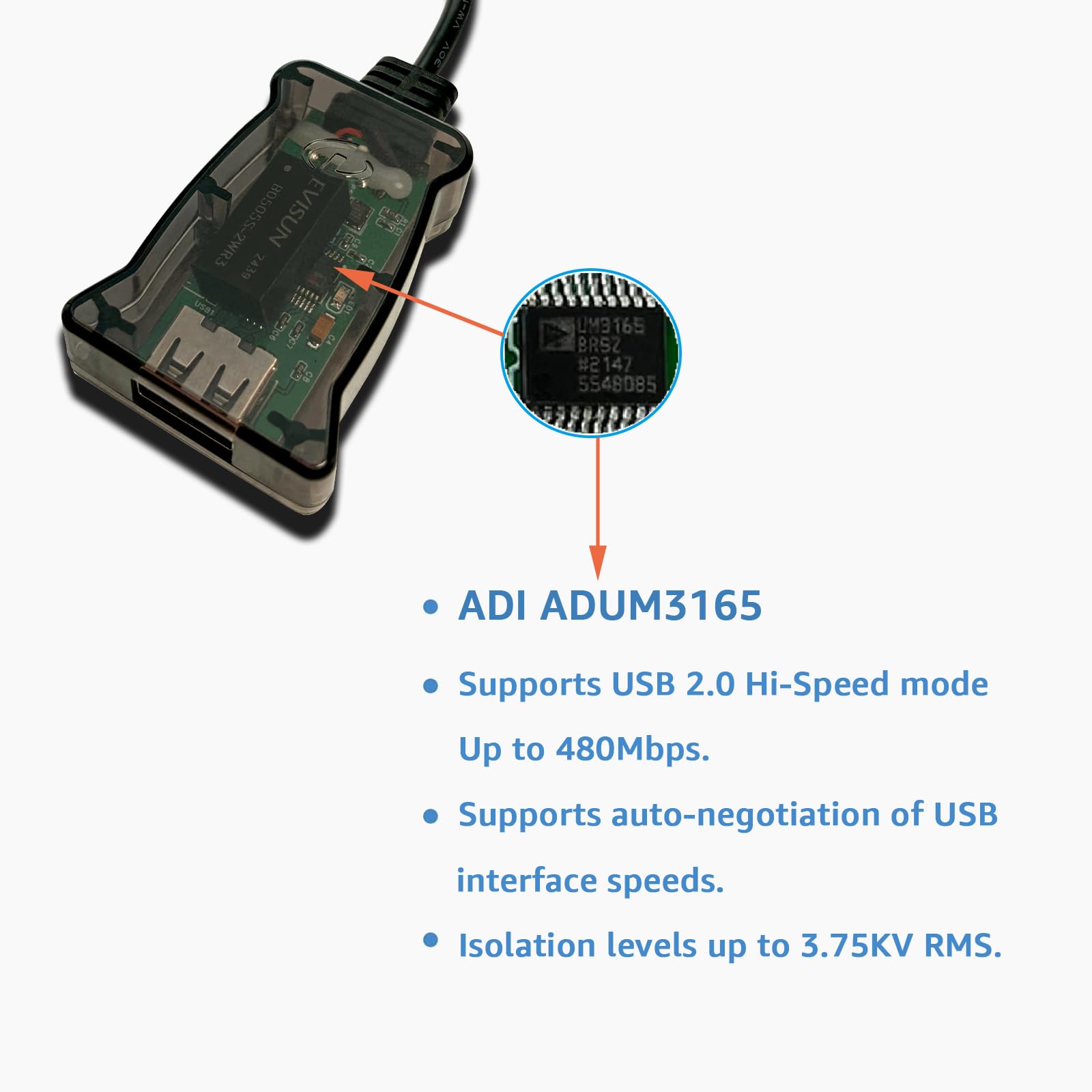 DSD TECH Isolateur USB-C 480M haute vitesse SH-G01C 0,5FT