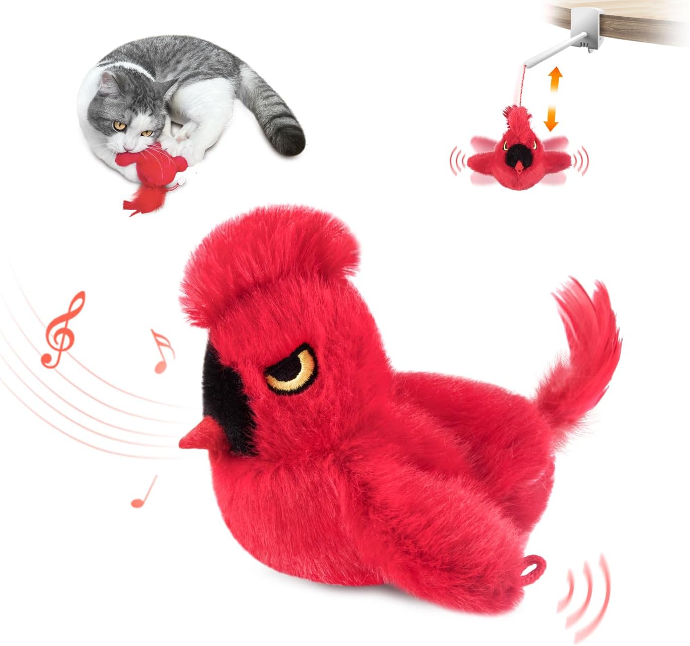 Migipaws Cat Toys,Interactive Lifelike Cardinal Flying