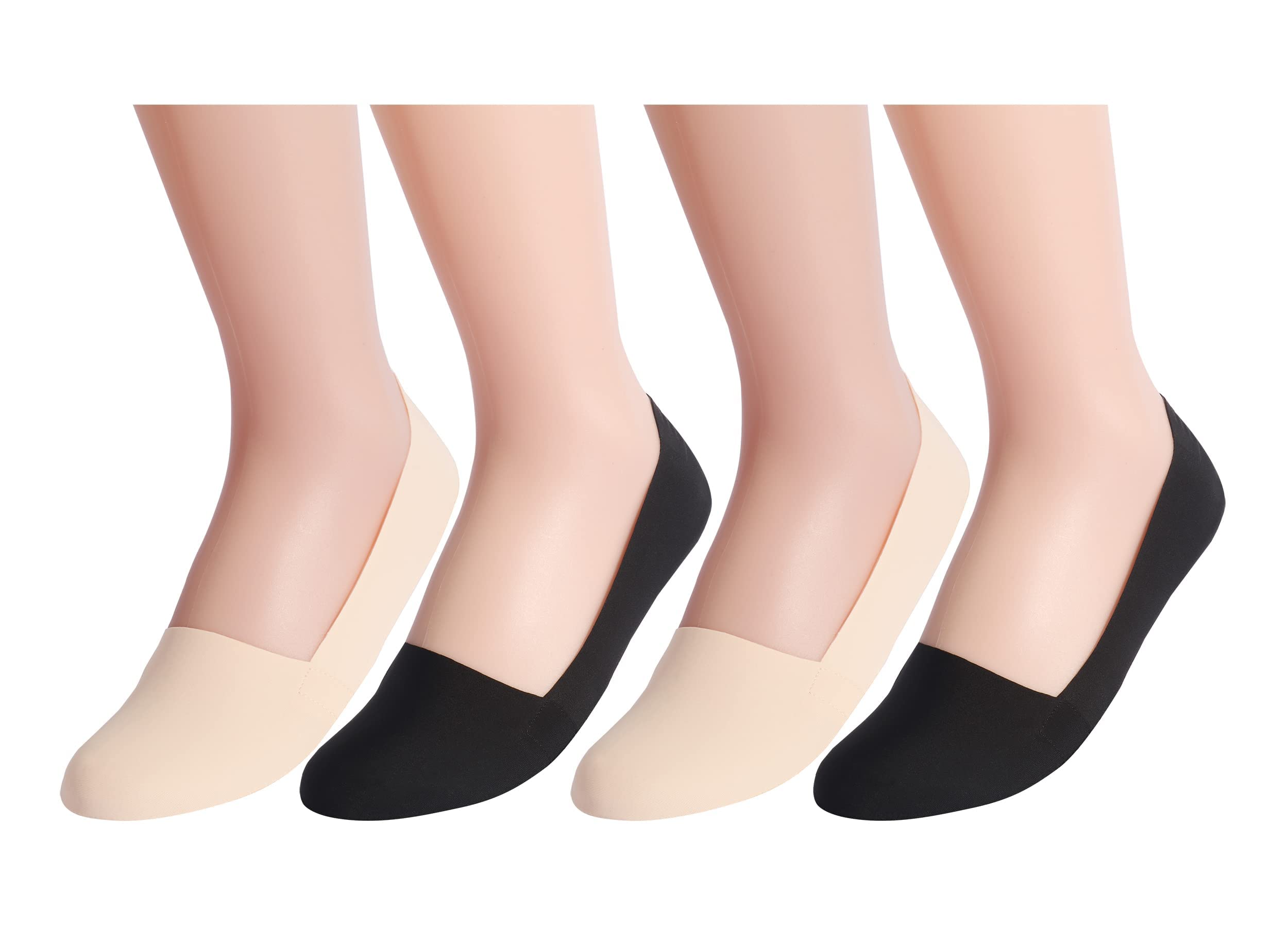 KASTWAVEWomen's Thin Socks Ice silk skin tone, No Show Liner Socks Women's Low Cut Cotton Nylon Boat Invisible Hidden Socks Non-Slip for Flats