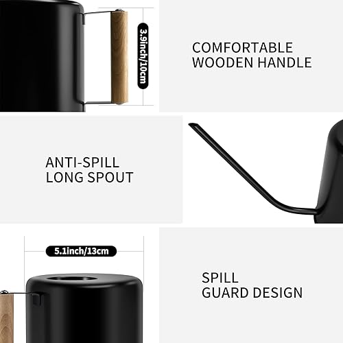 Miniatura 4 de Regadera negra de 1.5 litros para plantas de interior, plantas de interior, riego de flores, plantas al aire libre, regadera de metal pequeña con