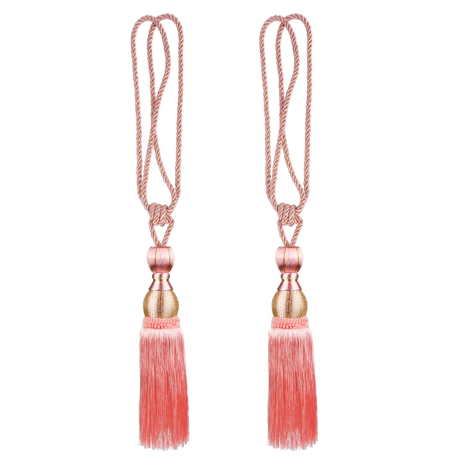 Andux Cortina Tie Back Tassel Cuerda Tiebacks para la decoración del hogar 1 par CLGQ-02 (Rosa)