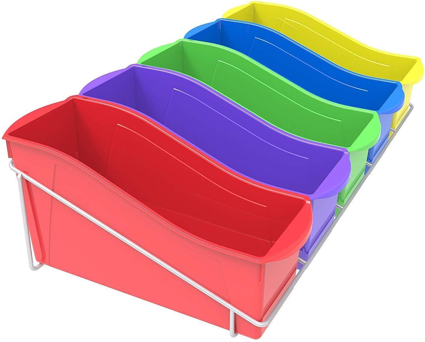 Storex Large Book Metal Shelf, 7.3 x 14.3 x 25.7, Assorted Bin, White Rack