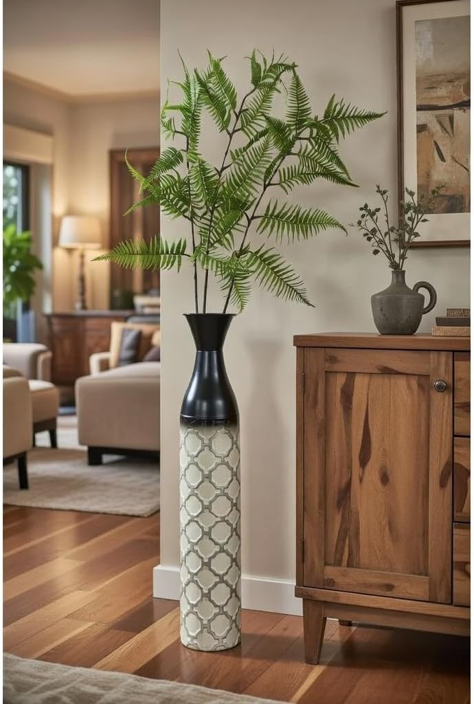 Hosley Metal Brown Tones Moroccan Embossed Floor Vase 28.5 Inch High. Great Vase for Dried Floral Arrangements Craft Projects Ideal Gift for Wedding Special Occasion Home Office