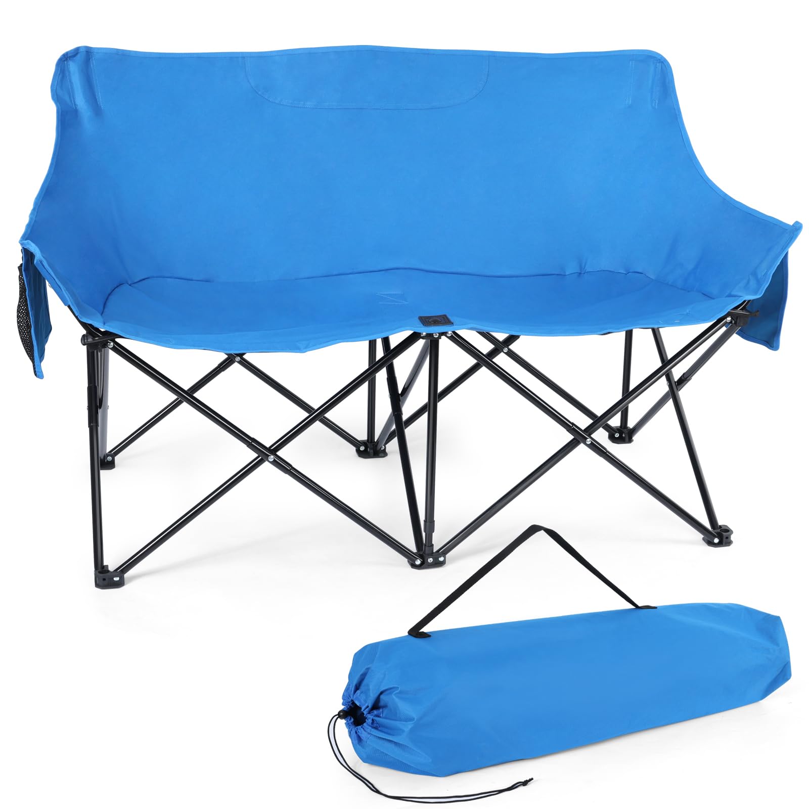 leonyo double camping chairs 2 person camping chair for adults collapsible oversized duo folding loveseat with storage bag for lawn backyard bbq beach sport outdoor movie