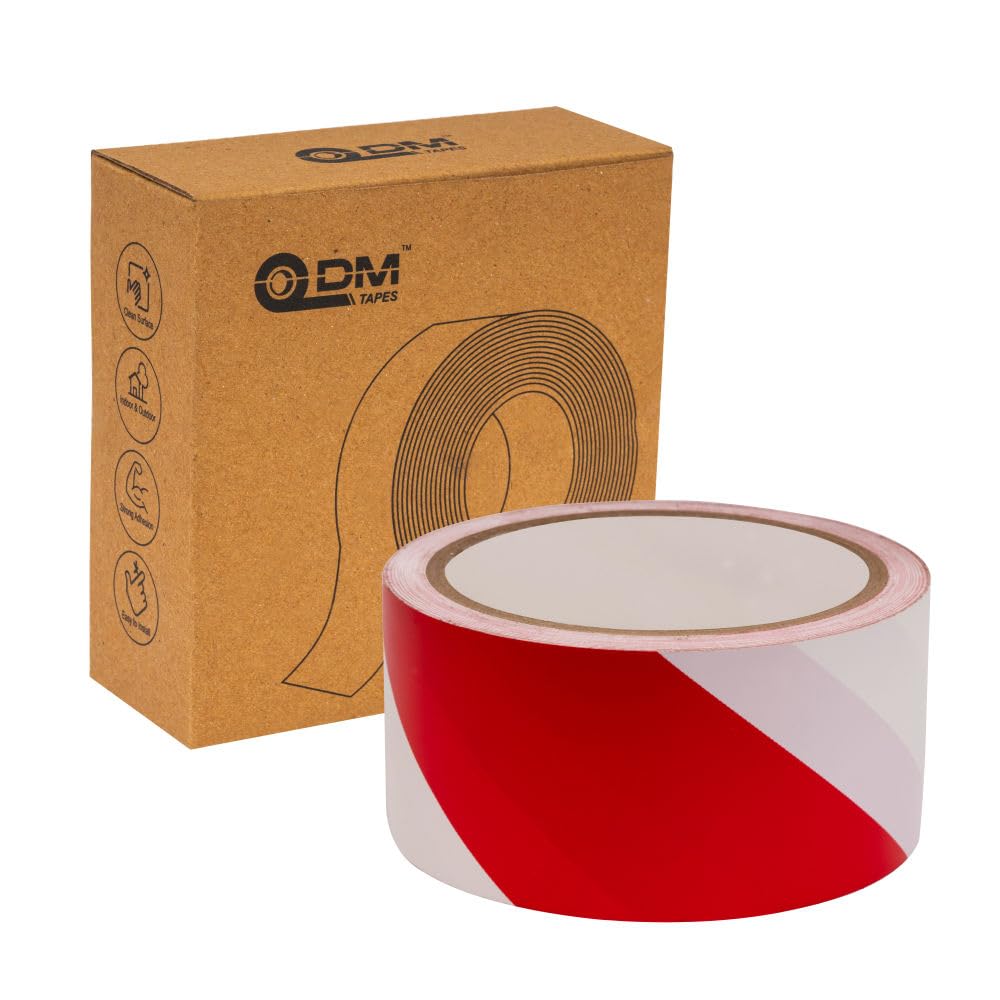 DM TAPES Floor Marking Tape - RED/WHITE Zebra Strip | Waterproof, Self Adhesive Safety Caution Tape | Industrial floor tape (B0D83J3JRZ) Amazon Price History, Amazon Price Tracker