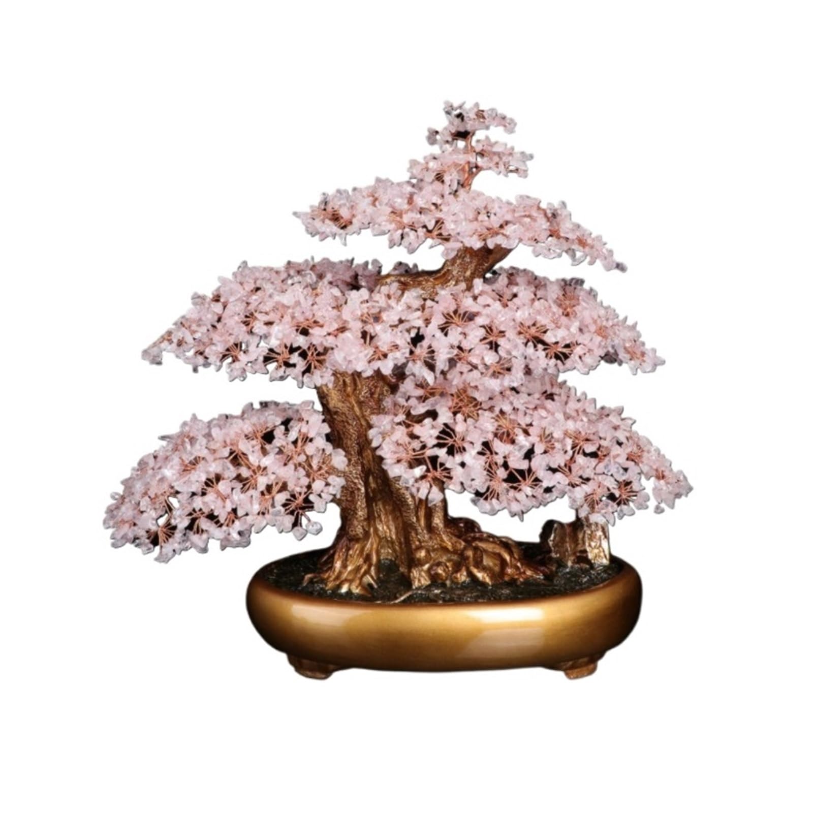 crystal tree， Gemstone Crystal Bonsai Tree Feng Shui Money For Luck And Wealth Desk Decoration Fengshui Decorations(Pink)