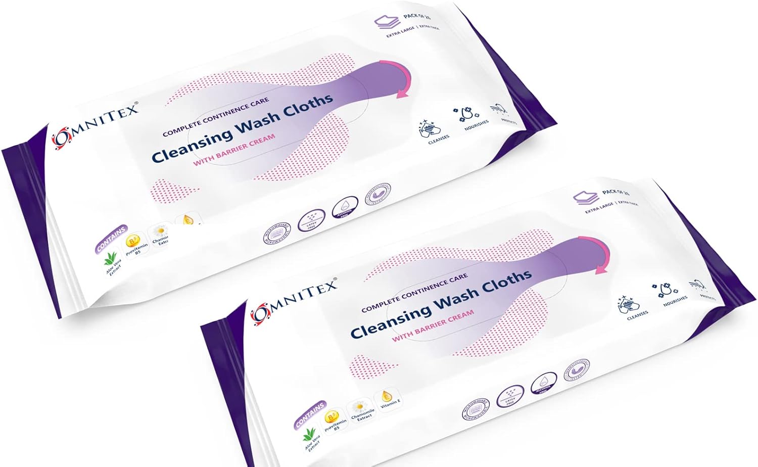 Buy 52x Omnitex Incontinence Cleansing Wash Cloths with Barrier Cream