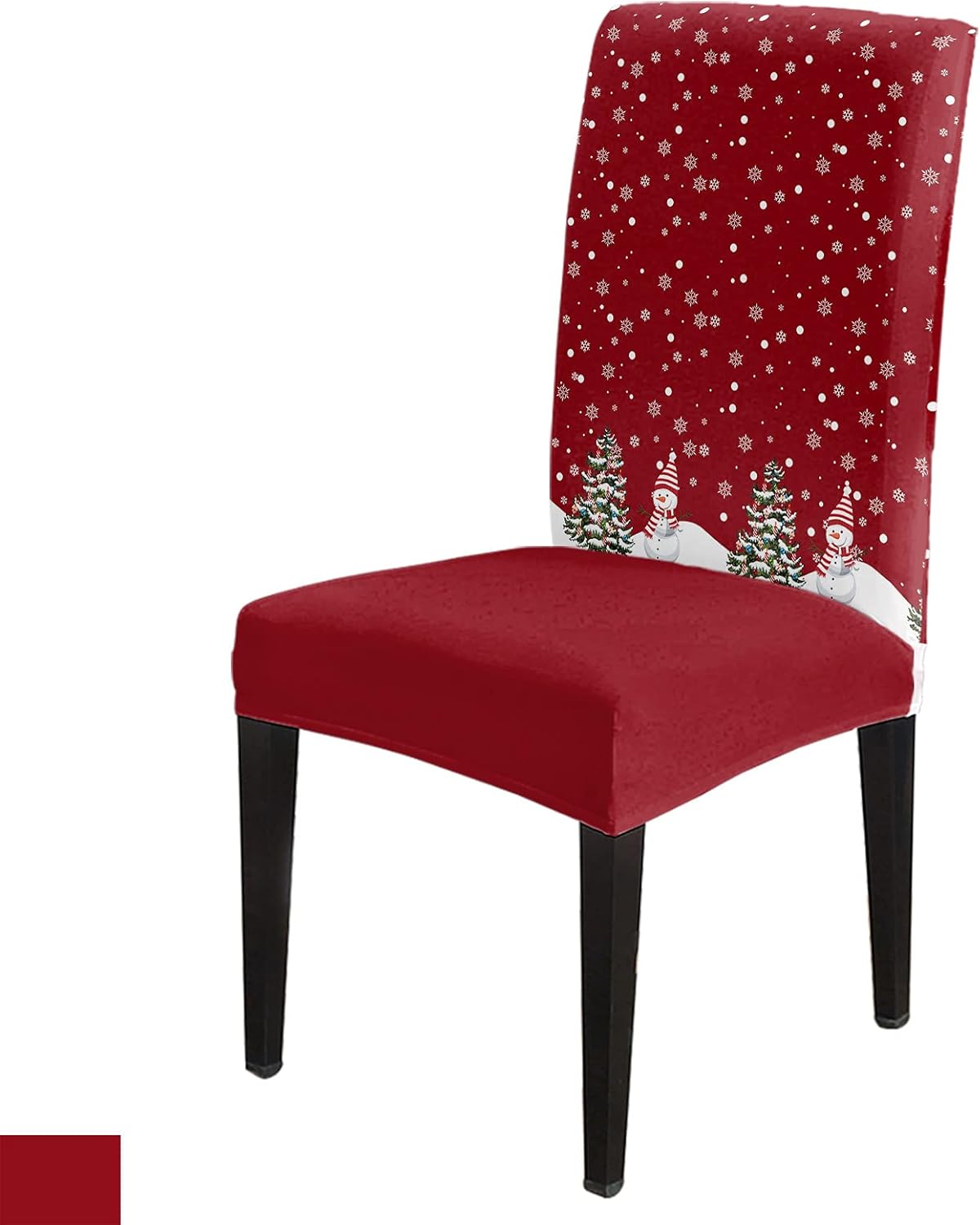 Christmas Dining Room Chair Covers Set of 4, Red Snowman