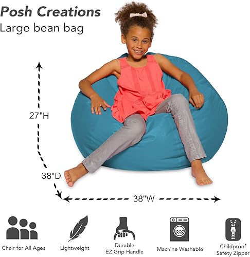 Miniatura 21 de Posh Creations - Sillón puff para niños, adolescentes y adultos, incluye funda extraíble y lavable a máquina, grande de 38 pulgadas, piel de conejo