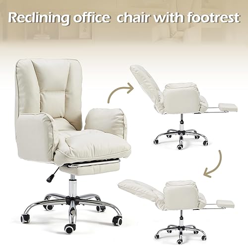 Miniatura 8 de EROMMY Silla de oficina, silla de juegos de altura ajustable con respaldo inclinado, reposabrazos suave y reposapiés, diseño ergonómico destacado,