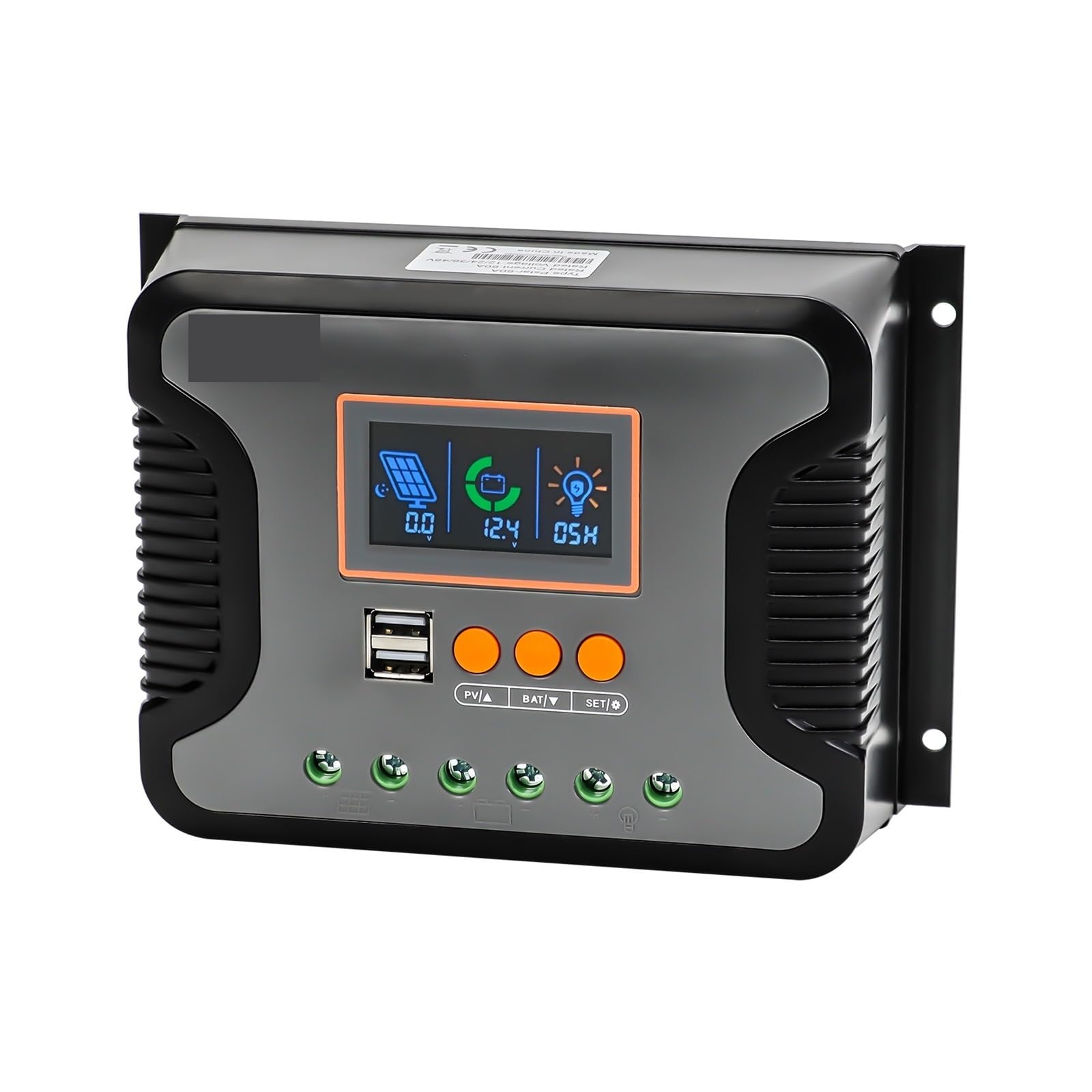 CUDTAPI 30A 60A 80A PWM Solar Charger Controller 12V 24V 36V 48V Auto Max PV 100Vdc With Dual USB Port Backlight LCD Display Regulator(60A)