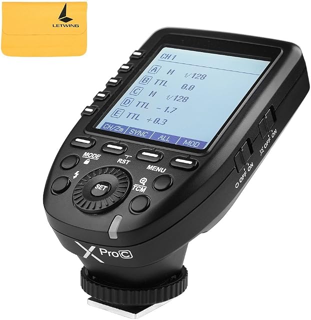 Godox XPro-C TTL 2.4G Wireless High Speed Sync 1/8000s Flash Trigger X System E-TTL with Big LCD Screen Transmitter Compatible for Canon EOS Cameras