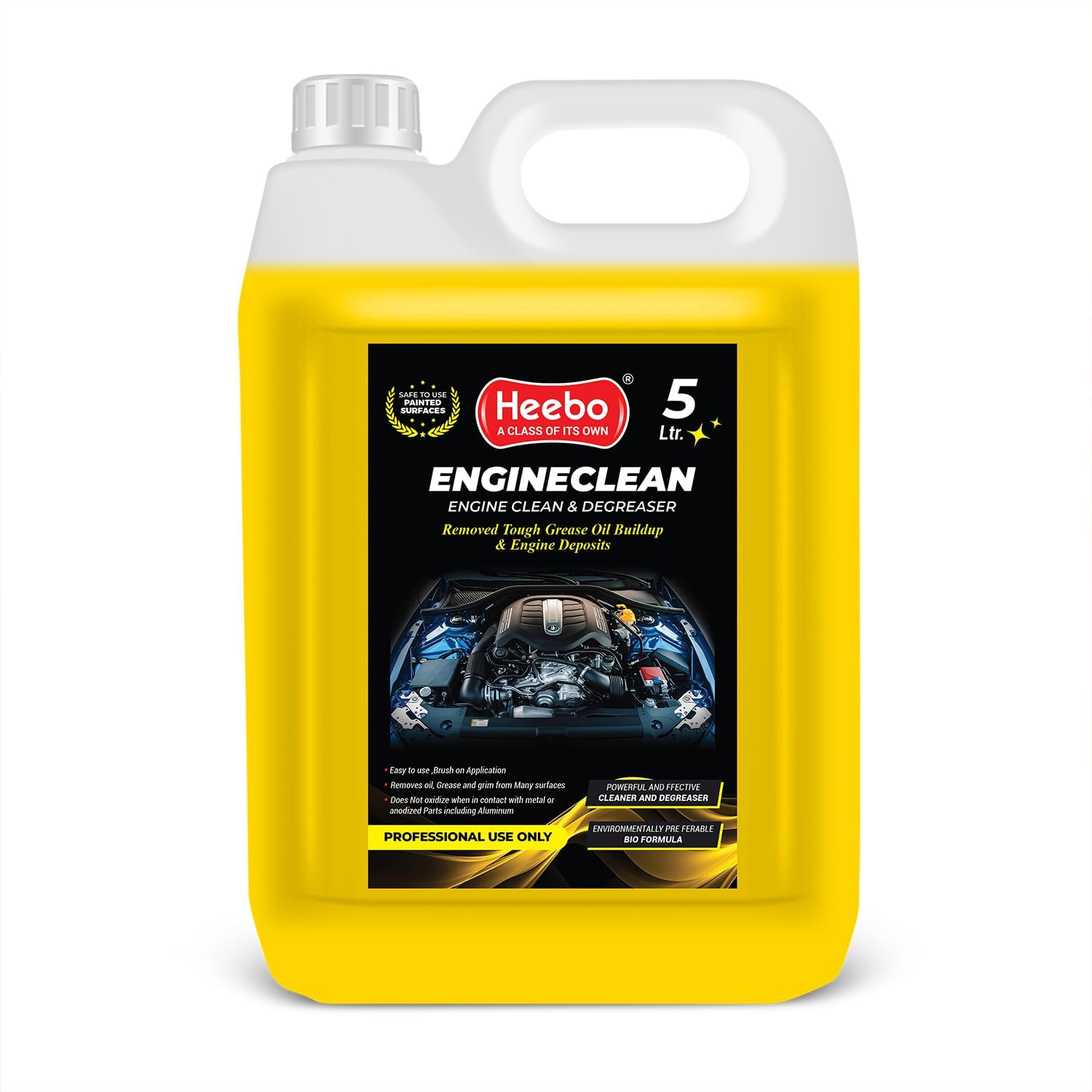 Heebo Heavy-Duty Cleaner Degreaser Concentrated Formula | Automotive Parts Cleaner Liquid | Tough Grease & Oil Remover | Vehicle Components | Bio Formula – 5 Liters