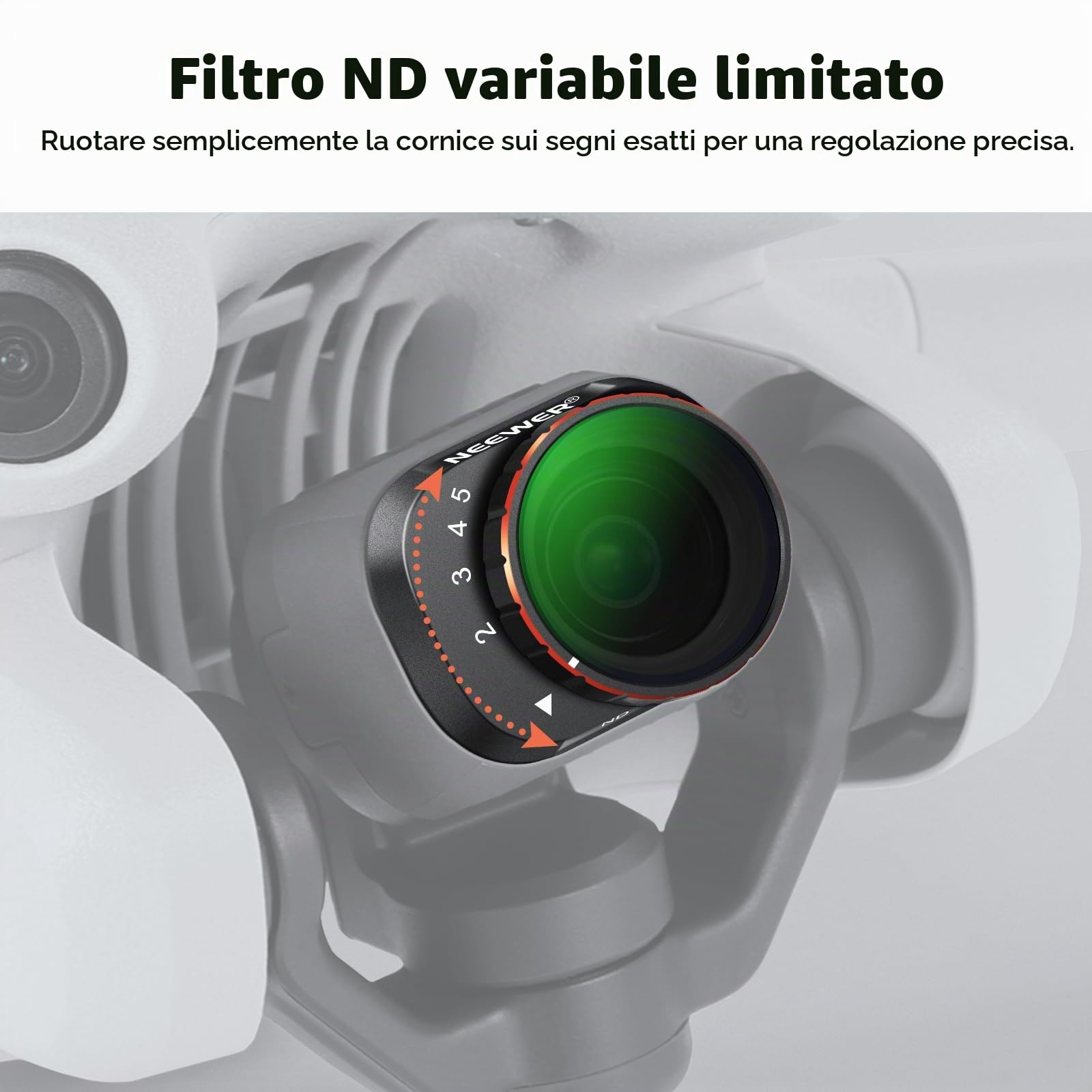 NEEWER Set Filtro ND Variabile Compatibile con DJI Mini 4 Pro, ND2-32 (1-5 Stop) + ND64-512 (6-9 Stop) in Vetro Ottico HD Multistrato, Accessori per Fotocamera Drone per Fotografia Videografia Aerea