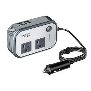 200W Car Power Inverter, FOVAL 12V DC to 110V AC Car Inverte with 4 USB Ports Car Outlet Adapter, Power Inverter for Vehicles, Car Plug Adapter Outlet for Laptop Computer Charger (Gray) - Amazon product rated Grade A