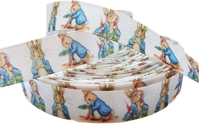Peter Rabbit 2m x 22mm wide for Personalised Birthday Cake Decoration Ribbon & Decorating Ideas for Present Gift Wrap Bows Toppers Wrapping for Bags Box Balloon String Cards Art Craft Ribbon