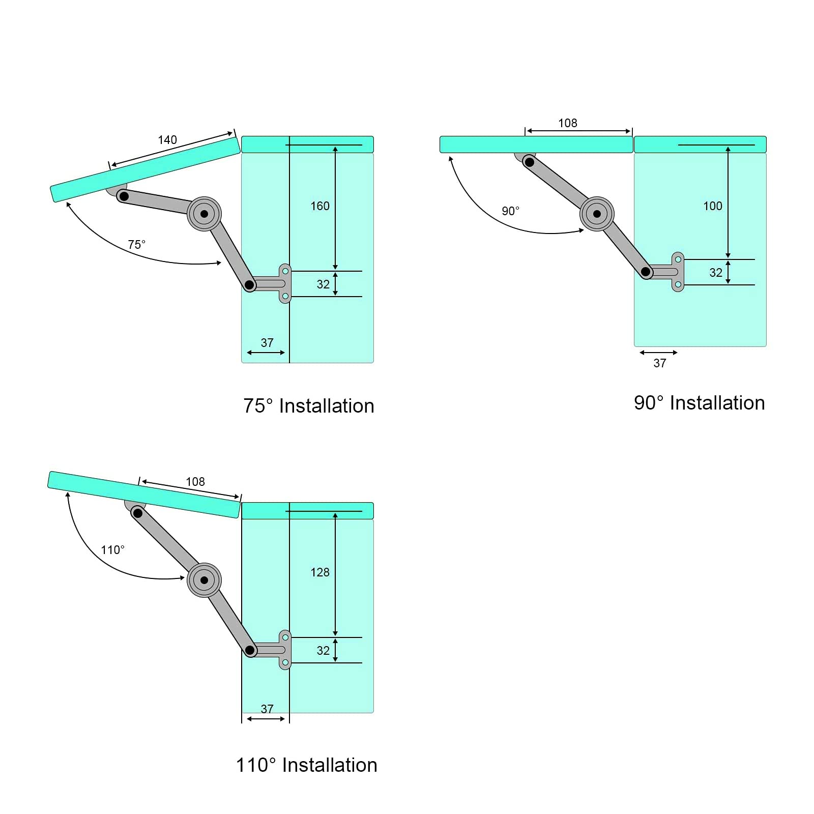 SUpoetry Pack of 2 Flap Holders, Flap Hinges, Metal Support Hinges, Cabinet Flap Holder Aluminium, with Allen Key - Image 3