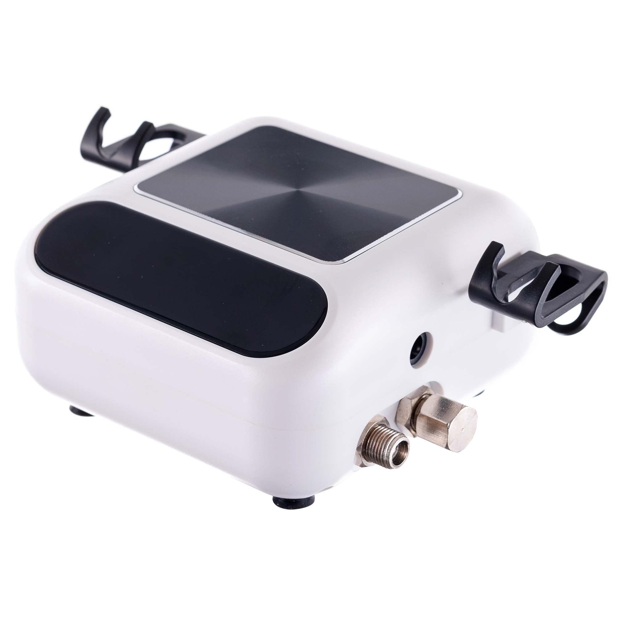TC TECHNIC - Compressore per Aerografo - Senza Olio, Silenzioso - con 2 Tubi da 1,7m e 2 Pistole per Aerografo - Avvio/Arresto Automatico - Controllo Elettronico Della Pressione - Bianco